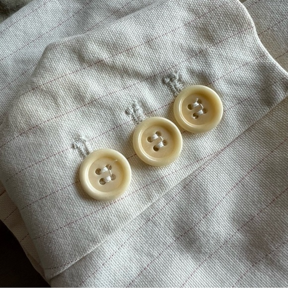 Theory Cream Pinstripe Tailored Womens Open Blazer Career Light Academia Size 10 - Picture 7 of 9